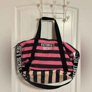 Victoria's Secret Bold Pink and Black Travel Bag